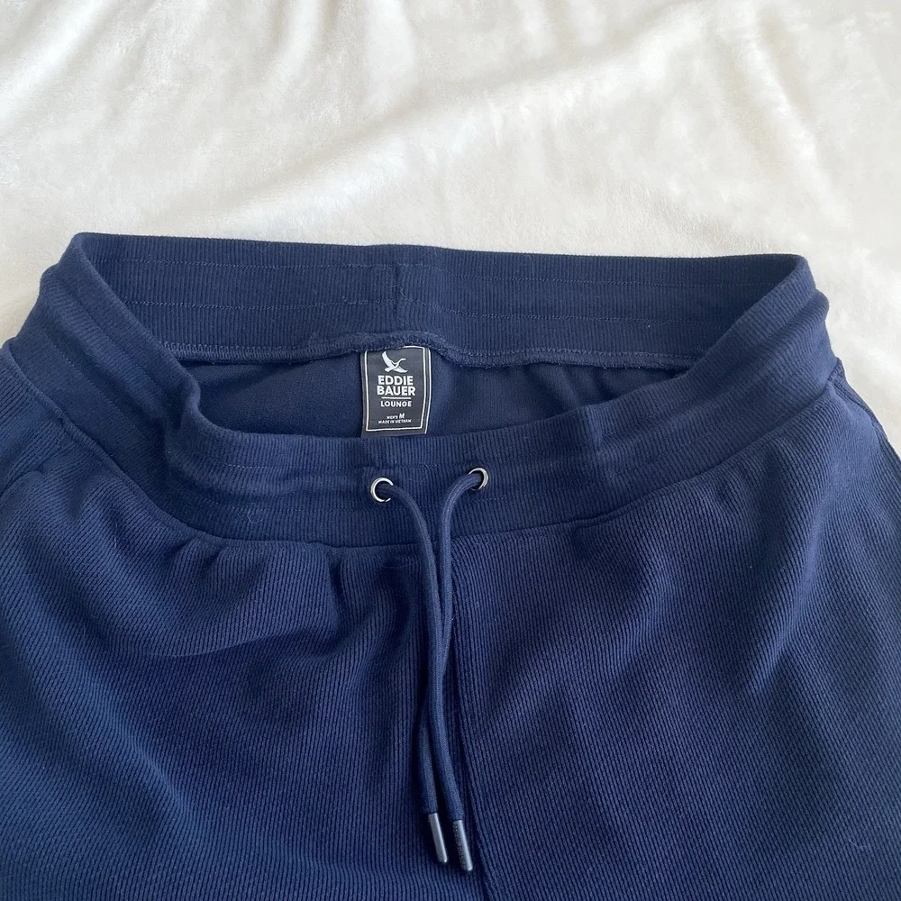 Eddie Bauer Men's Medium Navy Textured Knit Heavyweight Lounge Pants